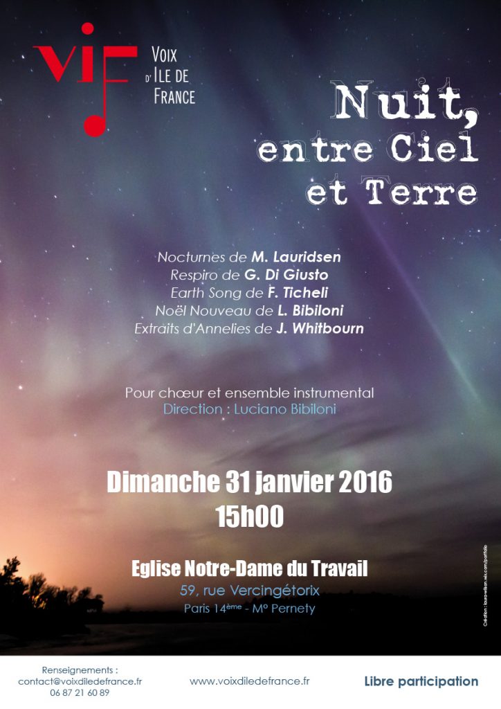 Affiche Nuit entre ciel et terre janvier 2016